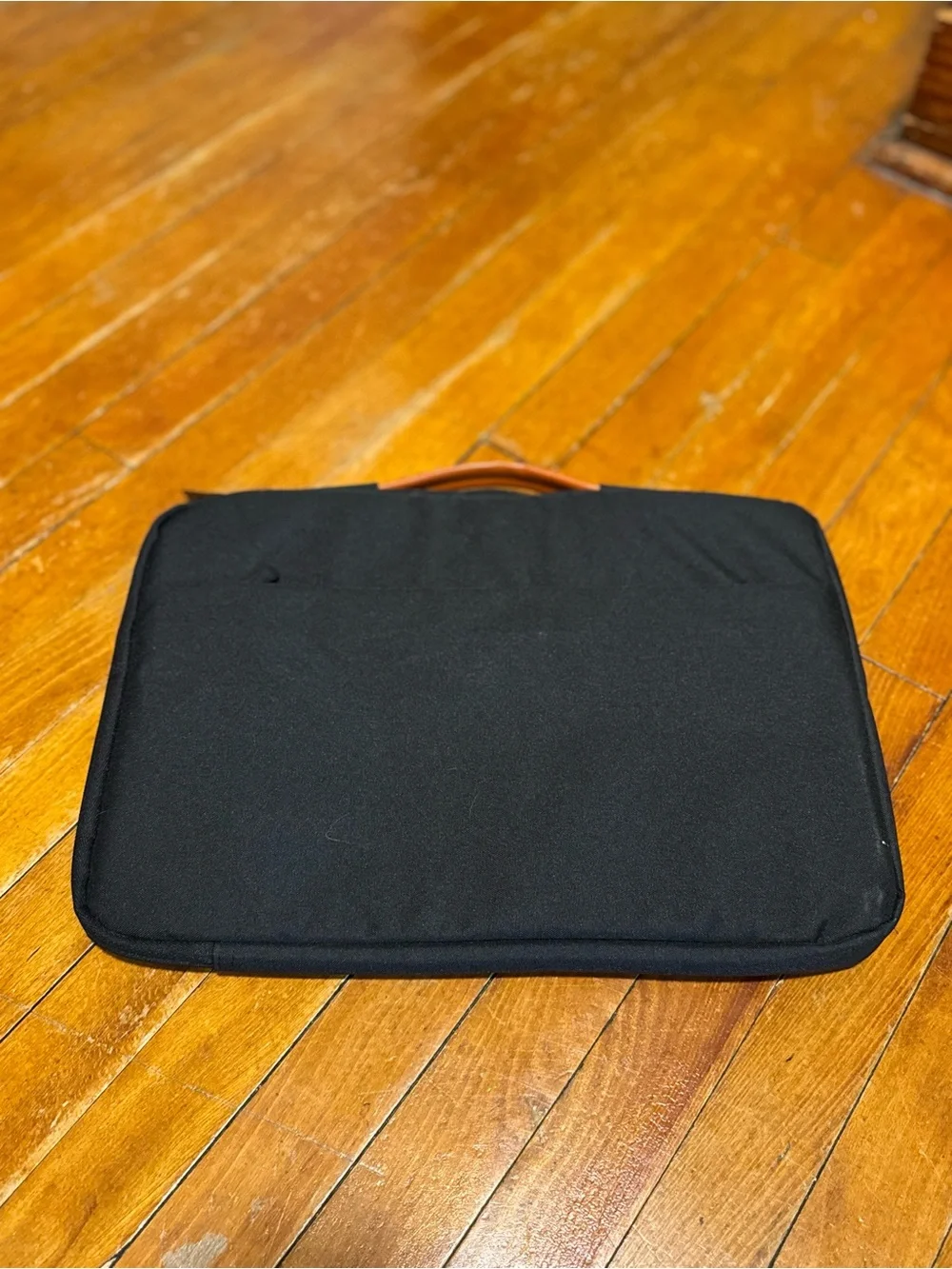 Black Men's Laptop Sleeve with Brown Handle